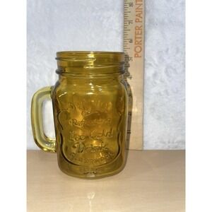 Amber Glass Mason Jar Mug "Quality Refreshing Ice Cold Drink" 5"